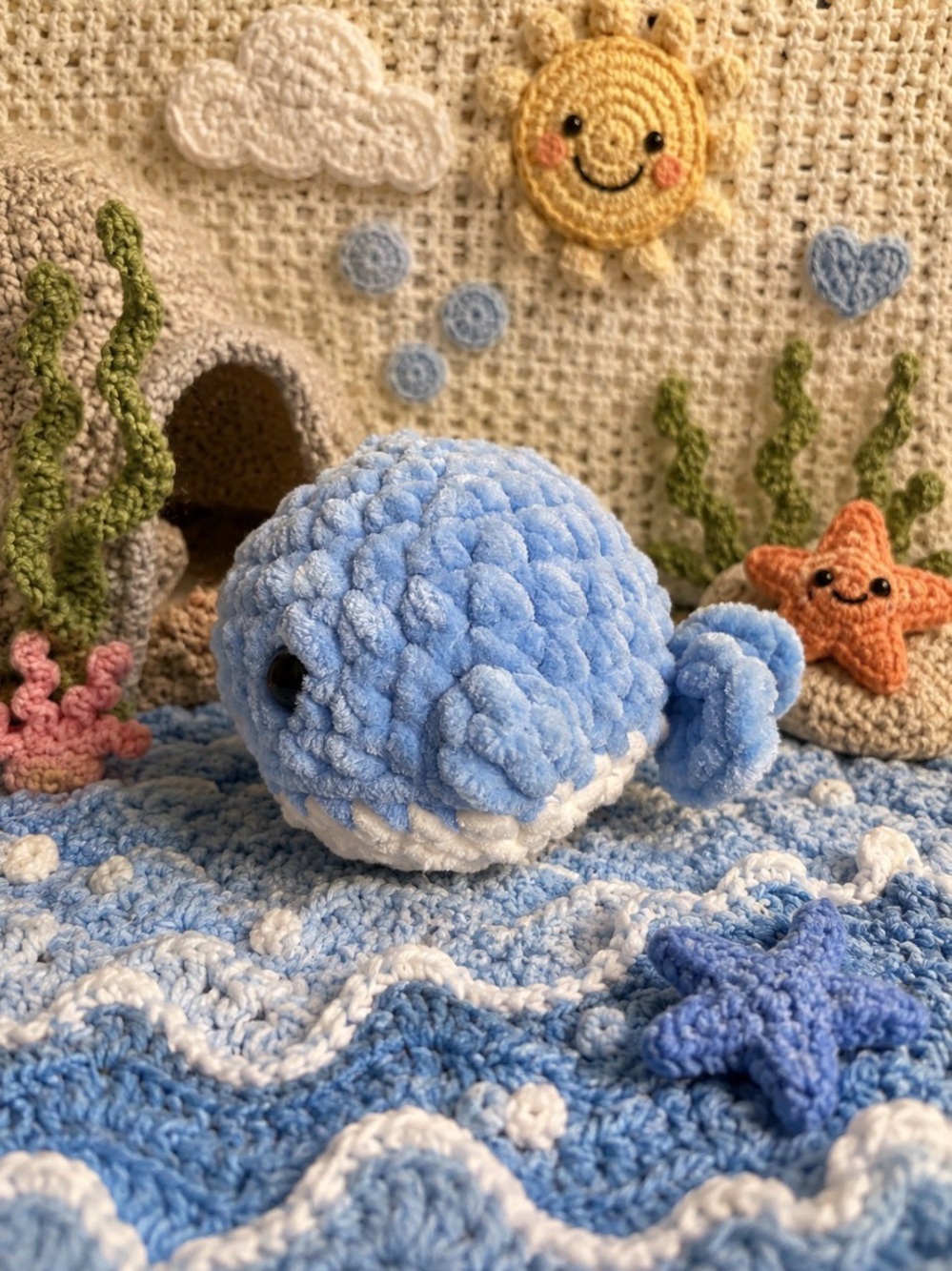 Handmade 🐳 Plush Blue Whale Amigurumi